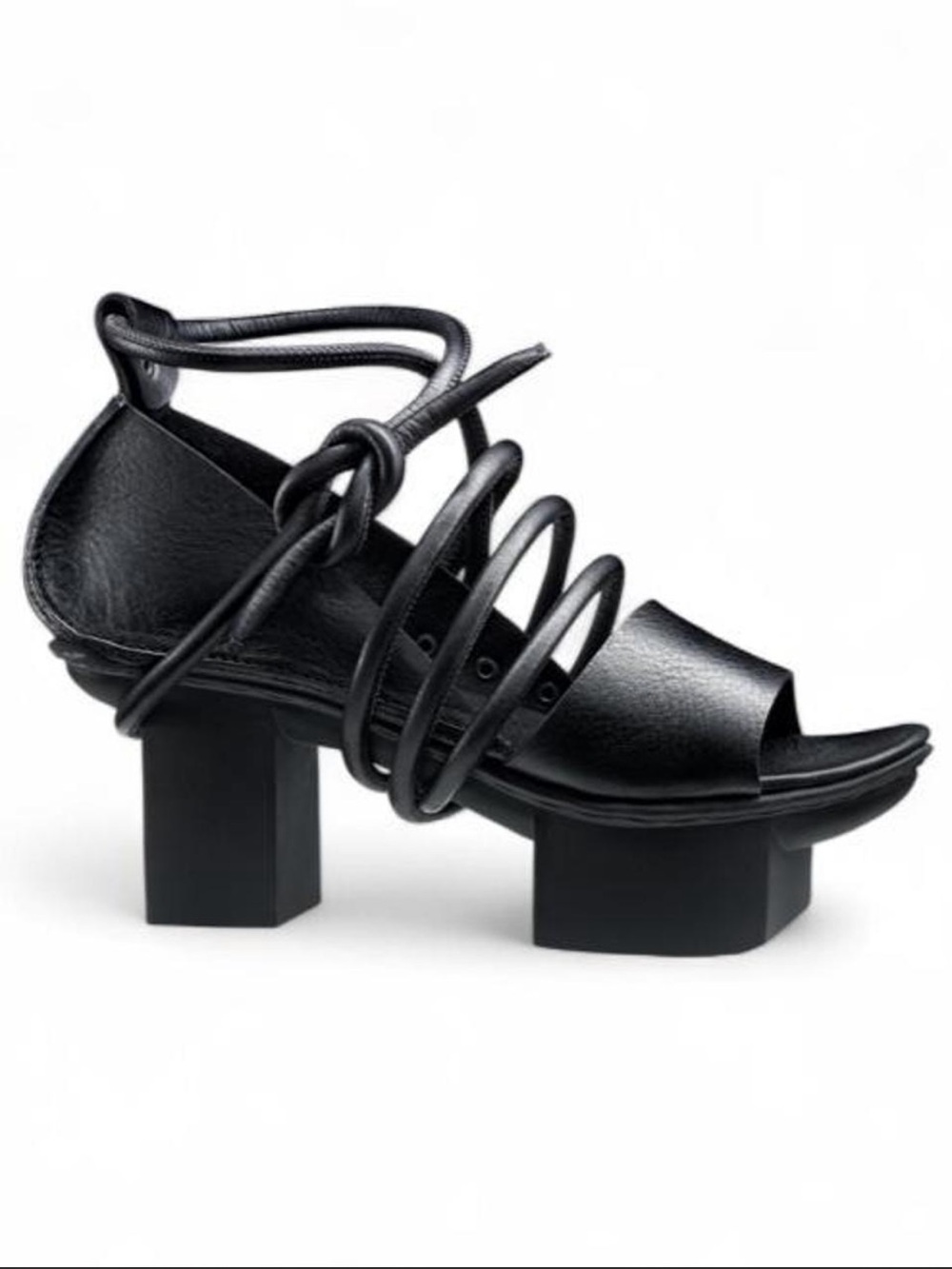 Trippen Black Leather Lace Up Platform Sandals EU 37 US 6.5